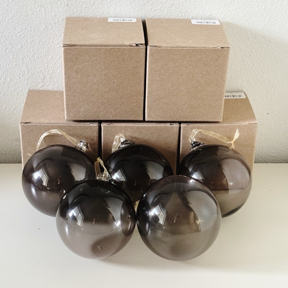 Schoolhouse Handblown Glass Ornaments (Set of 5) Smoke RETIRED / RARE
